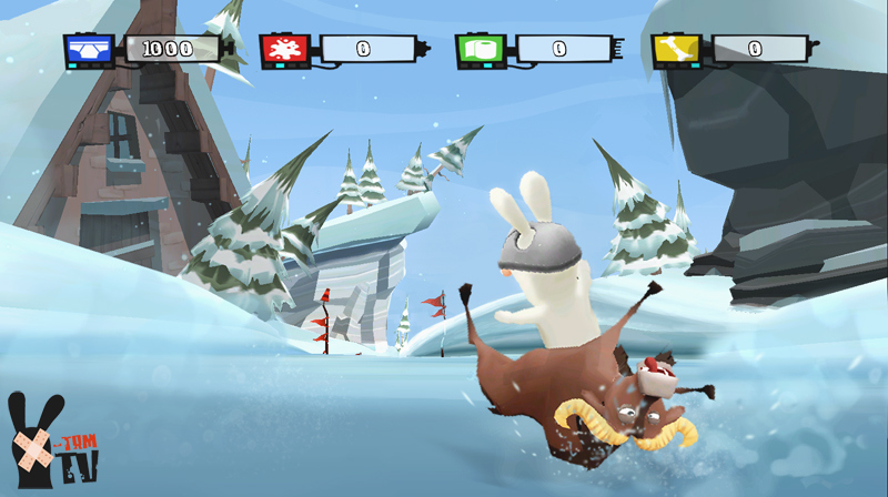 raving rabbids 2. You play a rabbid going down a